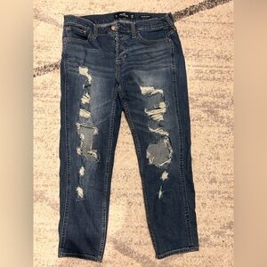 Hollister Blue Skinny Jeans with Distressed Design